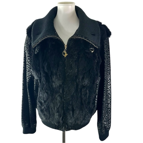 Baby Phat Jackets & Blazers - Baby Phat Rabbit Fur Genuine Leather Leopard Print Y2K Jacket
